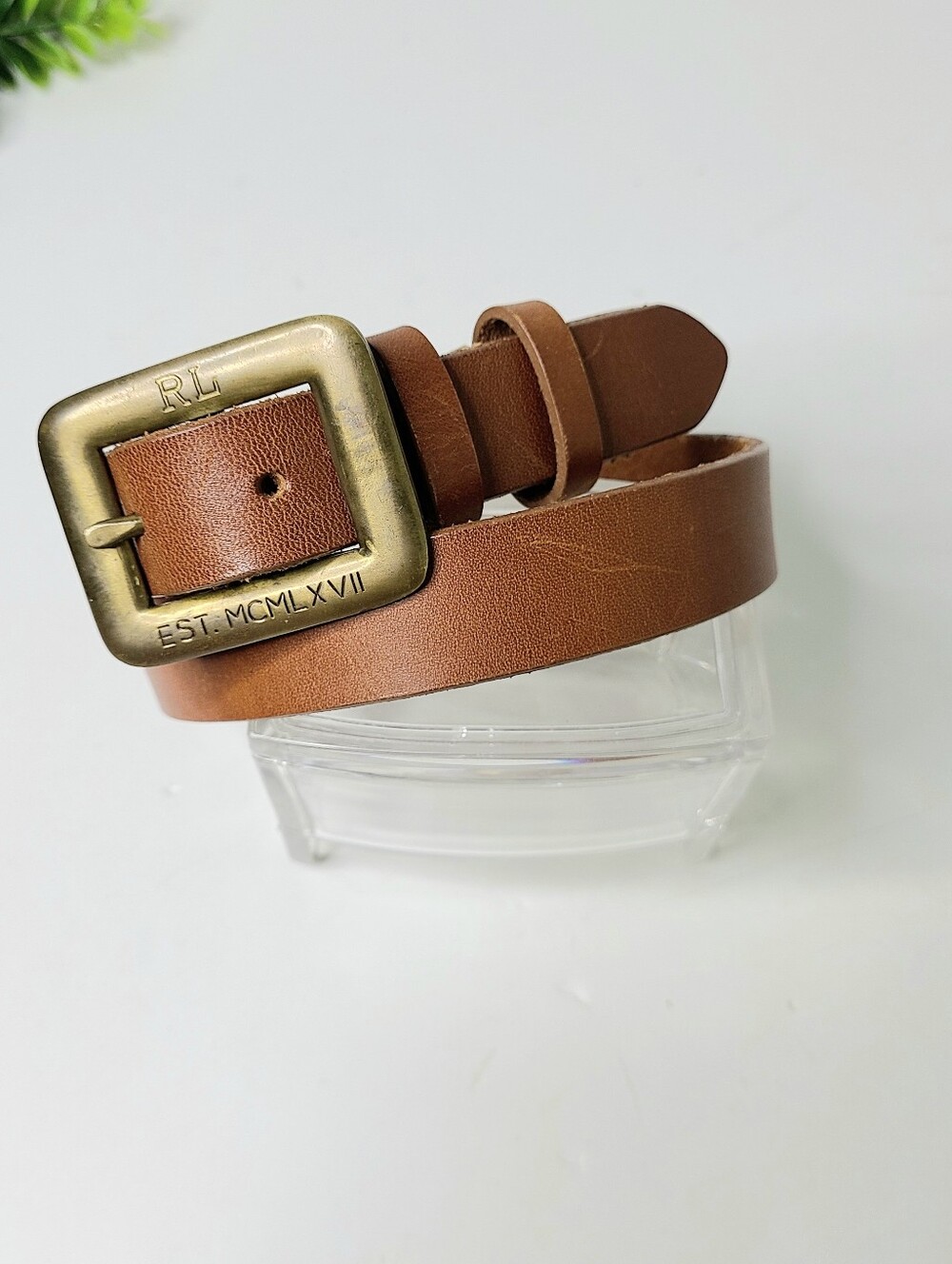 Ralph Lauren Monogram Roman Numeral 1967 Made in USA Leather Vintage Belt